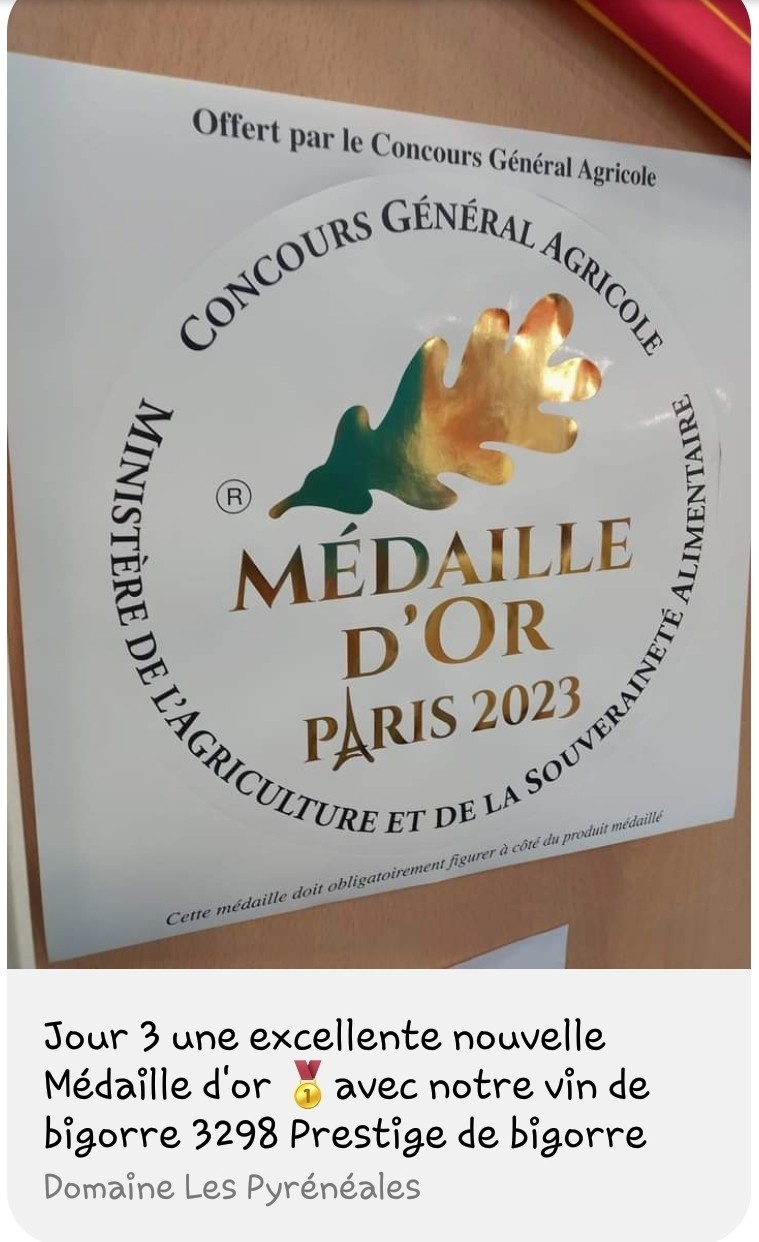 Une belle récompense pour le Domaine des PYRENEALES à Madiran  crédit Ph Lionel Lemaire