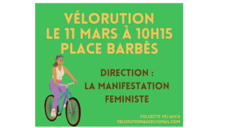 Vélorution trimestrielle samedi 11 mars 2023 à l'occasion de la journée internationale des droits de la femme