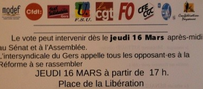 Rassemblement Jeudi 16 mars 17h