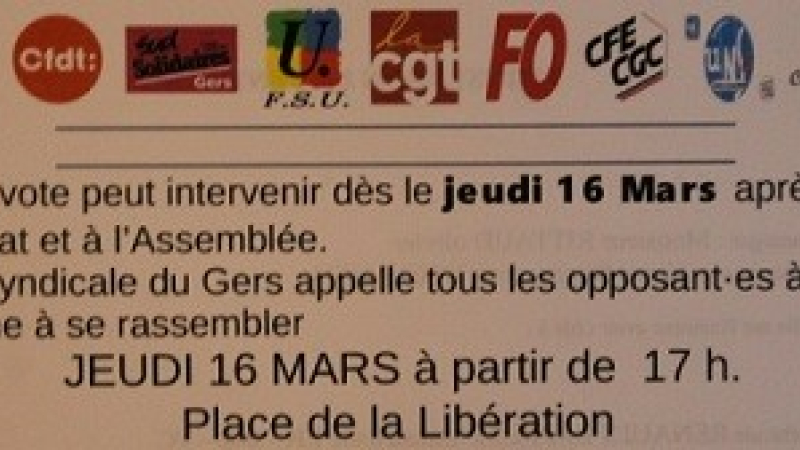 Rassemblement Jeudi 16 mars 17h