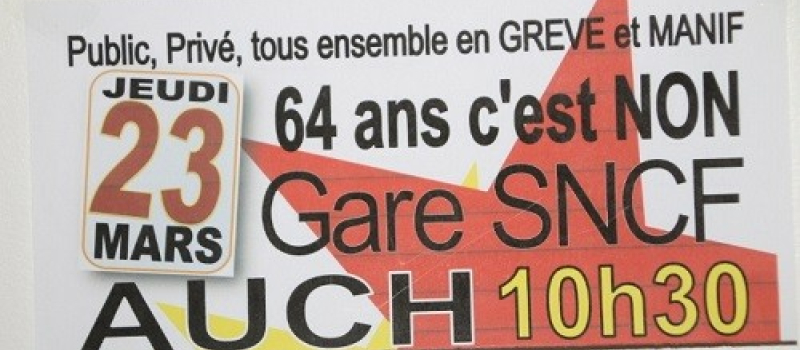 Manif – Réforme des Retraites-  gare SNCF Auch, jeudi 23 mars