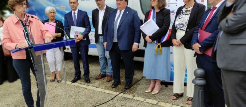 Ordan Larroque: 2ième étape du programme de déplacement dans le Gers pourAgnès Firmin Le Bodo, ministre déléguée de l'Organisation territoriale et des Professions de Santé .