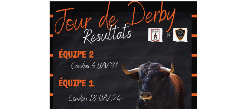 UAV  Rugby : double victoire en derby !