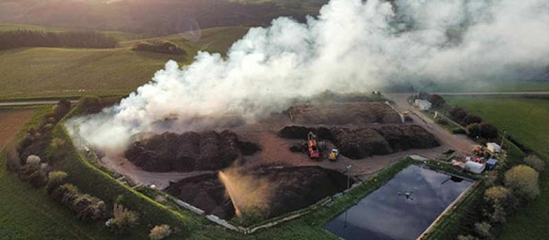 incendie sur le site de l’entreprise Lomagne Compost à Castéron