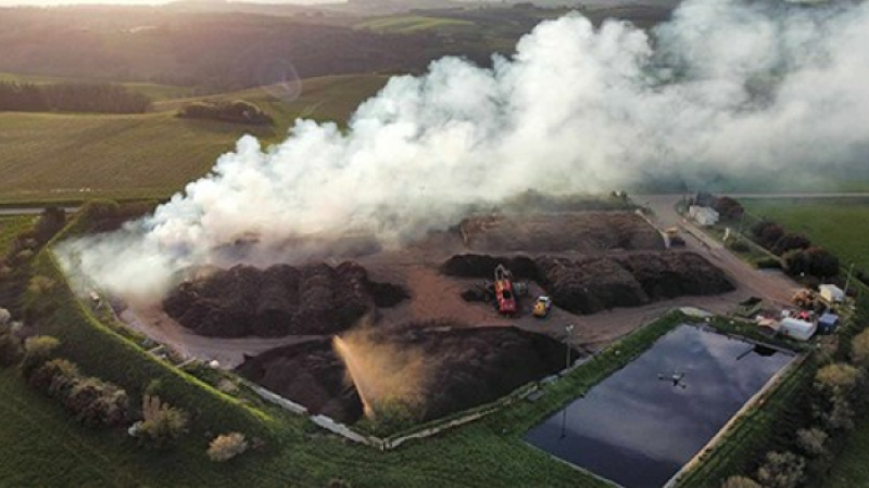 incendie sur le site de l’entreprise Lomagne Compost à Castéron