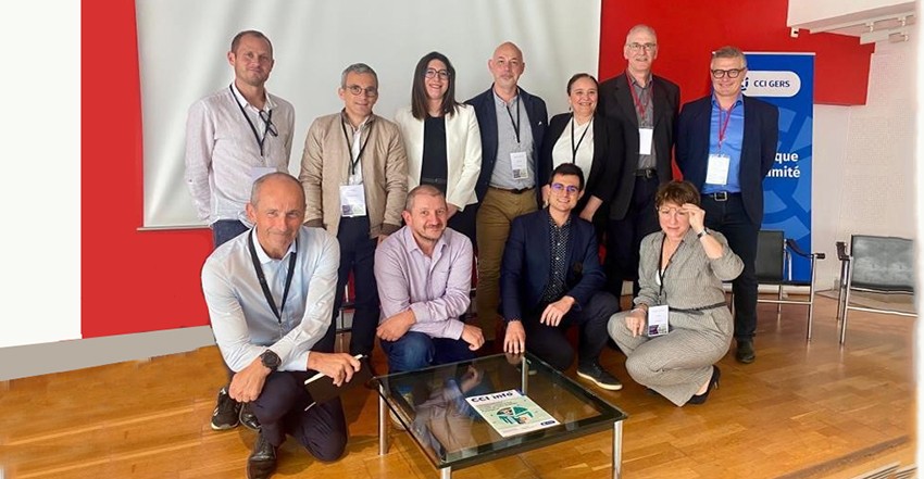 Les partenaires CCI, AFNOR et CCI Formation Gers avec les 5 entreprises engagées dans le parcours  OPCO Trajectoire RSE cci rse reunion bilan 1.jpg
