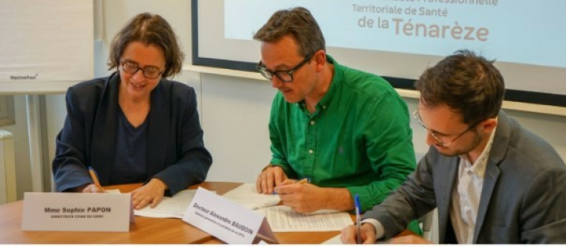 Signature d'un contrat  entre ACI (contrat convention Professionnelle) la CPTS l Communauté Professionnelle des Territoires de Santé) et la CPAM  du Gers