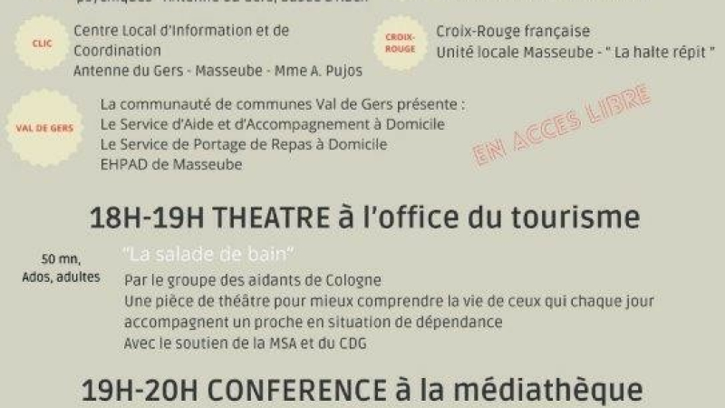 Stands d'information , pièce de théâtre et conférence