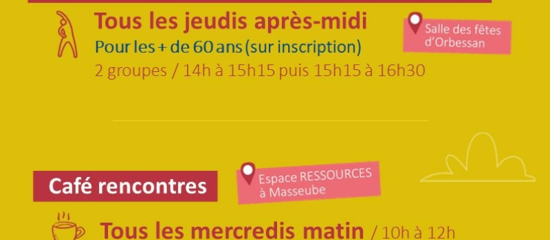 Calendrier des activités de l'Espace Ressources Val de Gers
