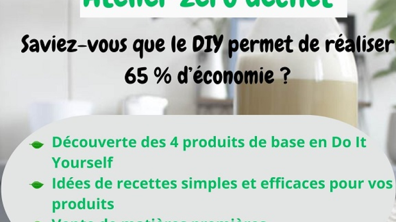 Samedi 5 avril - Atelier 0 déchet - à "L'Ouverture" de 10h à 12h