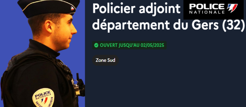 Je deviens policier adjoint au commissariat d'Auch.