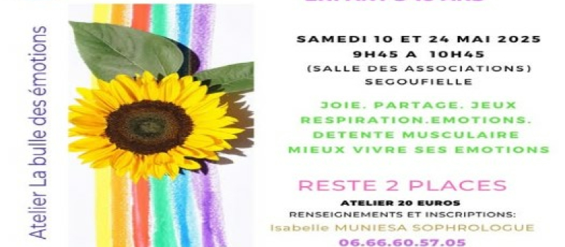 Atelier la bulle des émotions pour les 5-10 ans