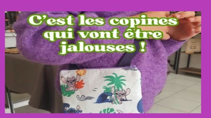 Maëlle ,7 ans, a cousu  une adorable pochette  aux motifs de son dessin animé préféré