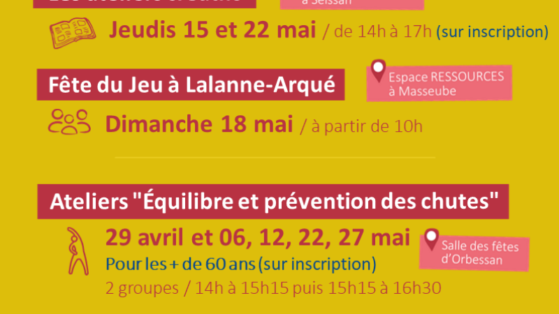 Calendrier de l'Espace ressources Val de Gers