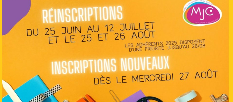 M.J.C Le 27/08 : ouverture des inscriptions
