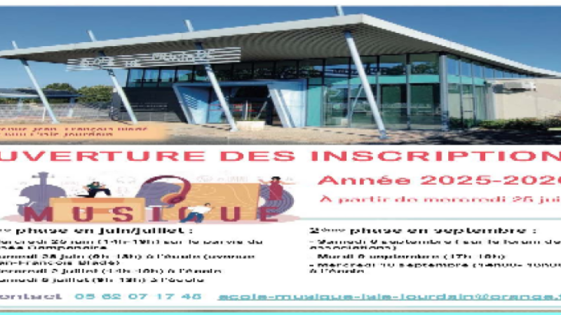 Ouverture des inscriptions à l’Ecole de Musique