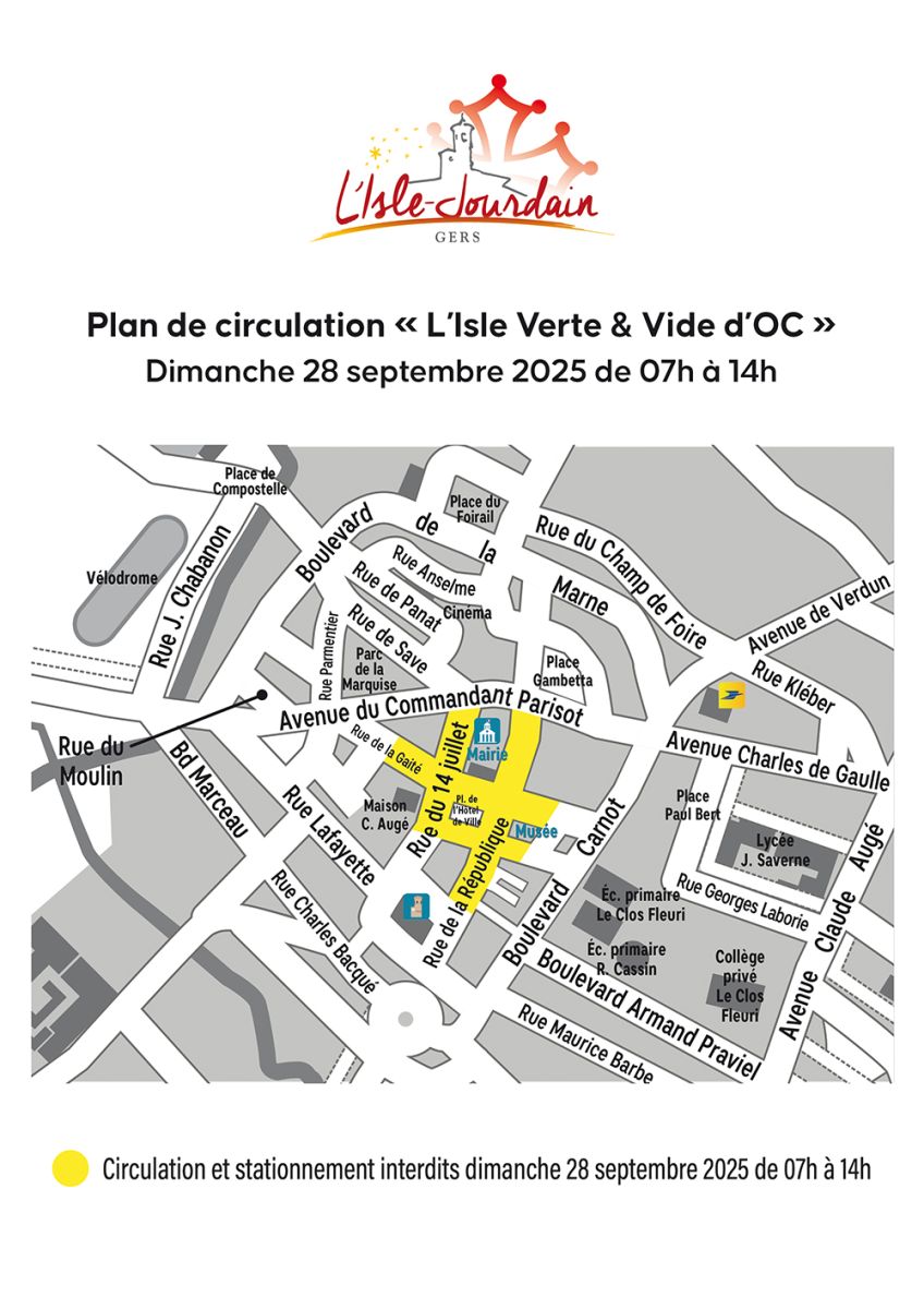 LISLE JOURDAIN PLAN L'ISLE VERTE + VIDE D'OC