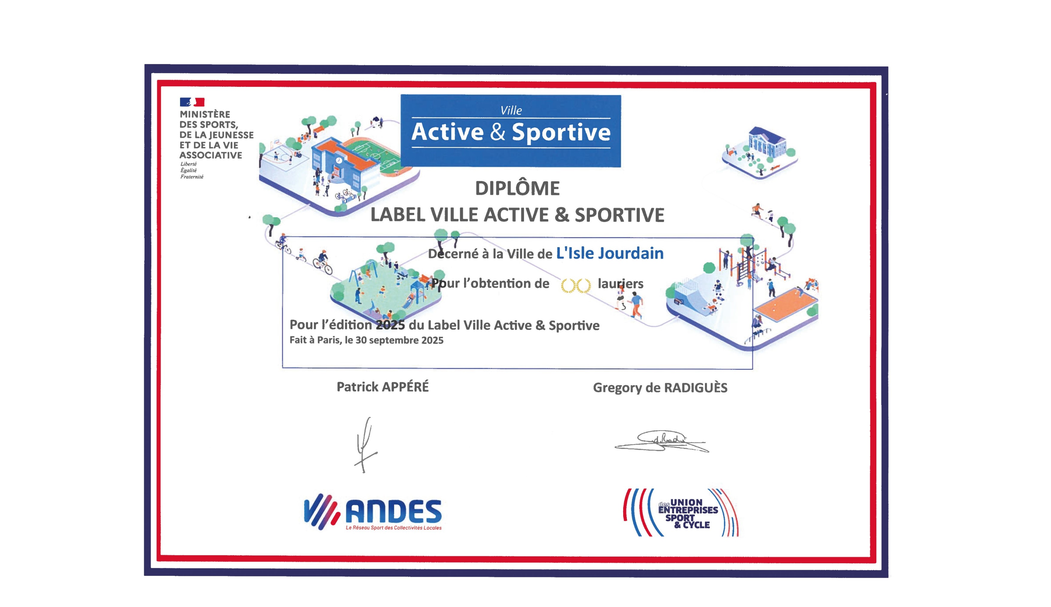 Diplôme Ville active et sportive