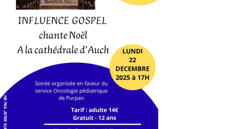Le Club Soroptimist Auch Armagnac présente le concert de Noël d’Influence Gospel.