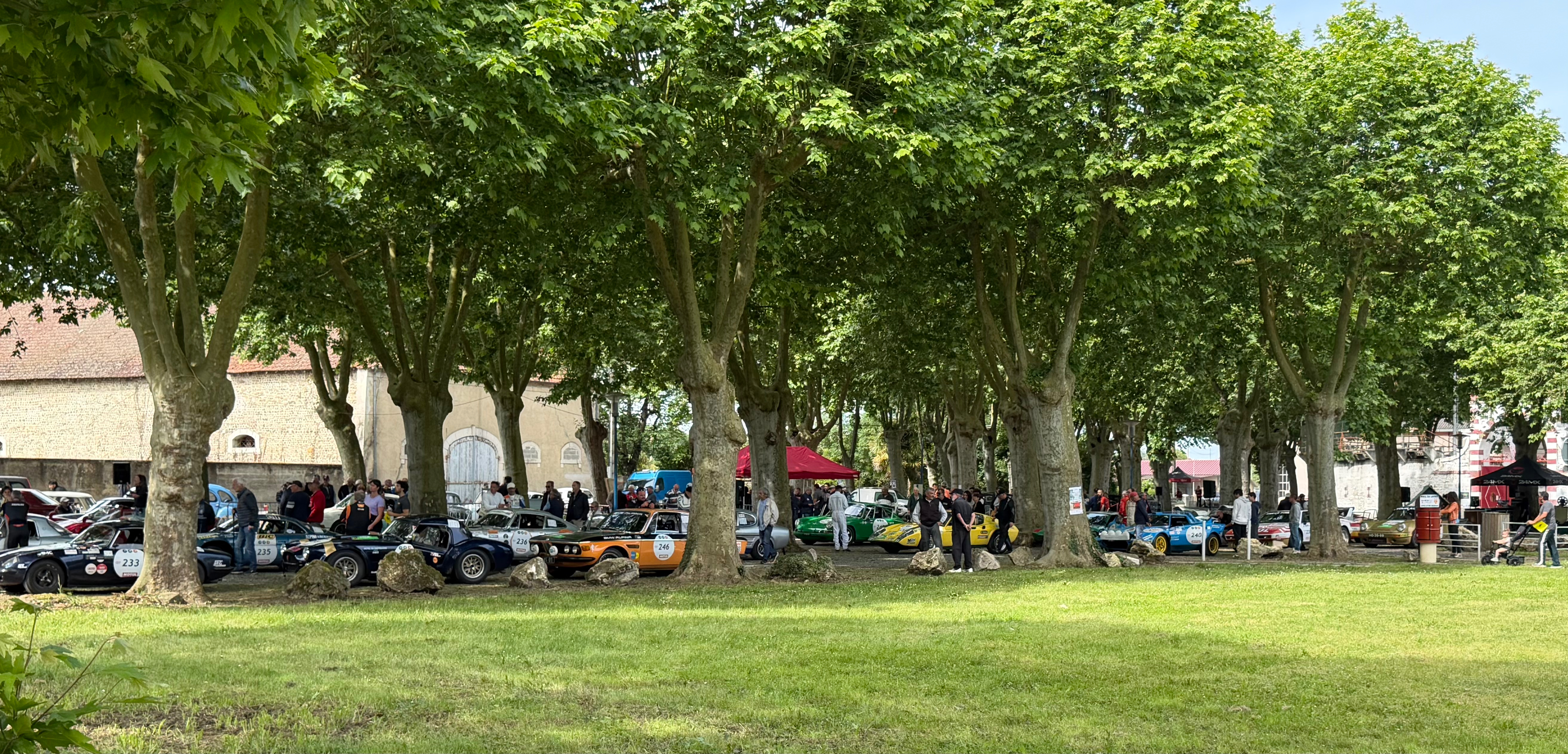 Sous les platanes, à l'entrée des arènes, un parc de stationnement mythique