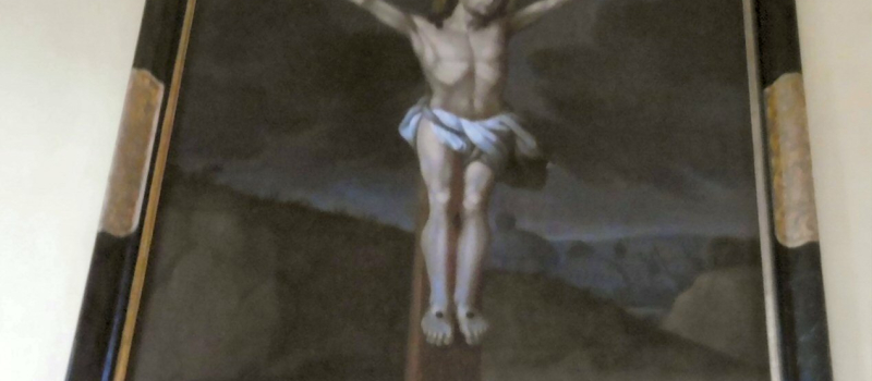 Après sa restauration , le tableau " la Crucifixion"  a retrouvé l'église d'Artiguedieu
