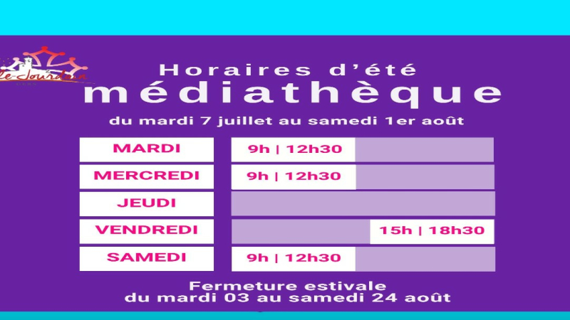 La médiathèque passe aux horaires d'été !