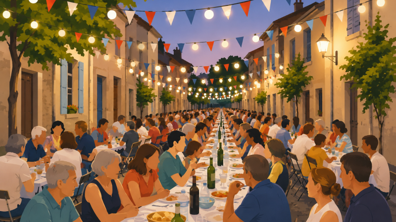 Le grand repas du 13 juillet réunira tout le village dans la Grande Rue